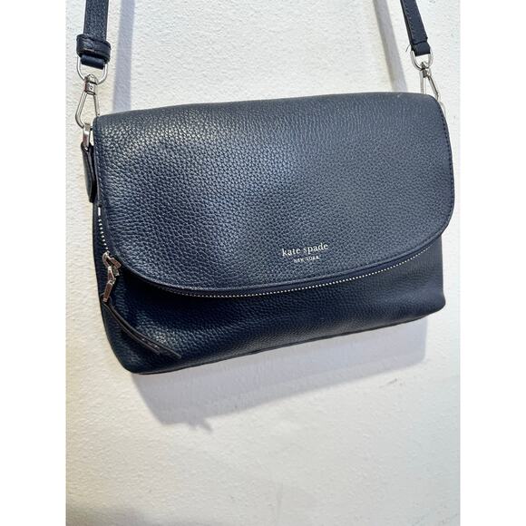 KATE SPADE NY Navy Polly LG Convertible Flap Zip Up Multi Pocket Crossbody Bag - Picture 1 of 14